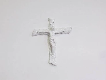 White ceramic crucifix, 1970s