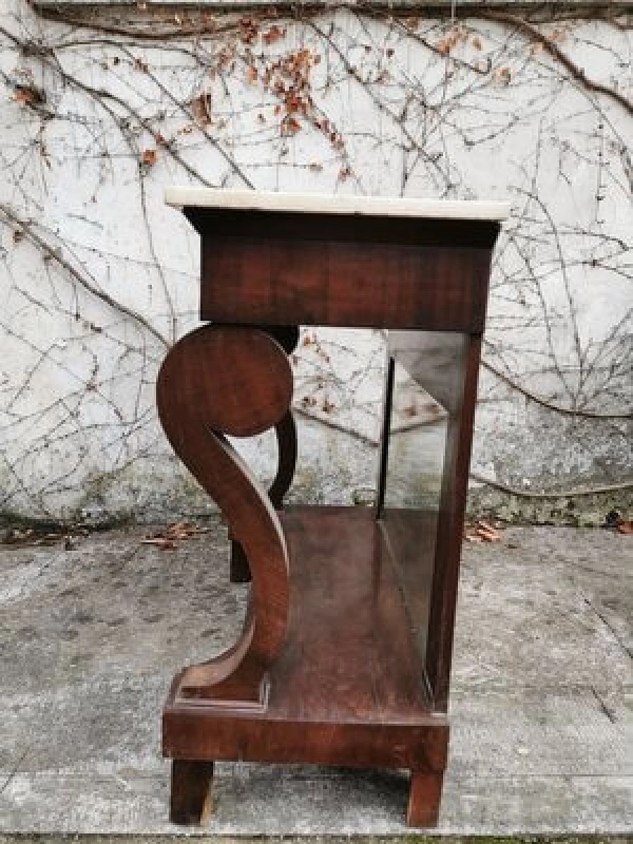 Consolle in noce con piano in marmo, '800 3