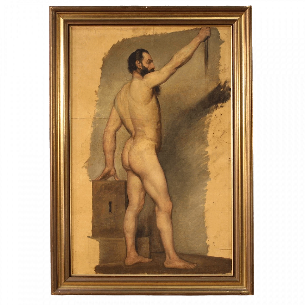 Oil on paper of nude study, 19th century 13