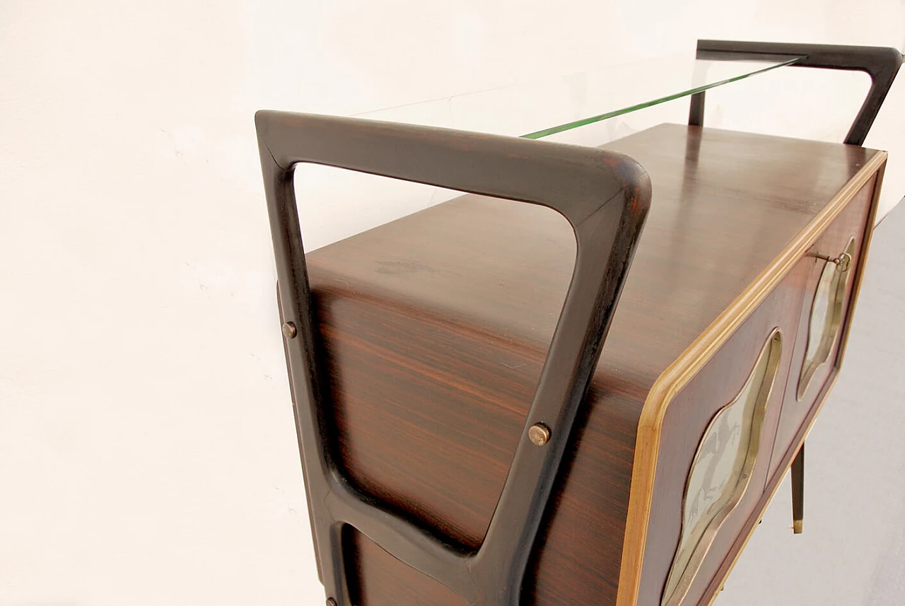 Wooden bar cabinet with glass top, 1950s 1