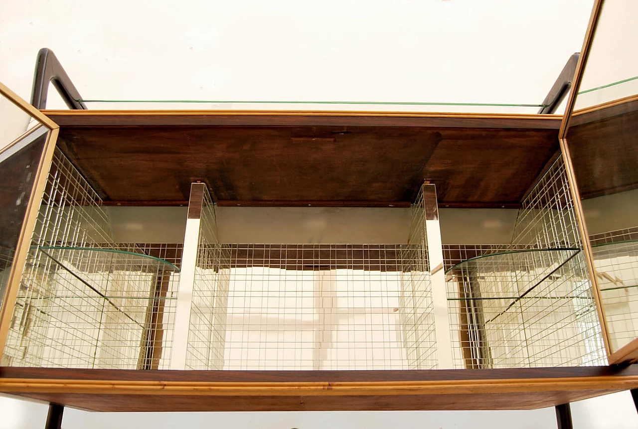 Wooden bar cabinet with glass top, 1950s 9