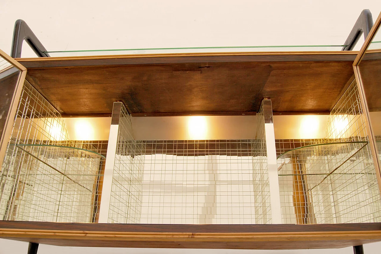 Wooden bar cabinet with glass top, 1950s 10