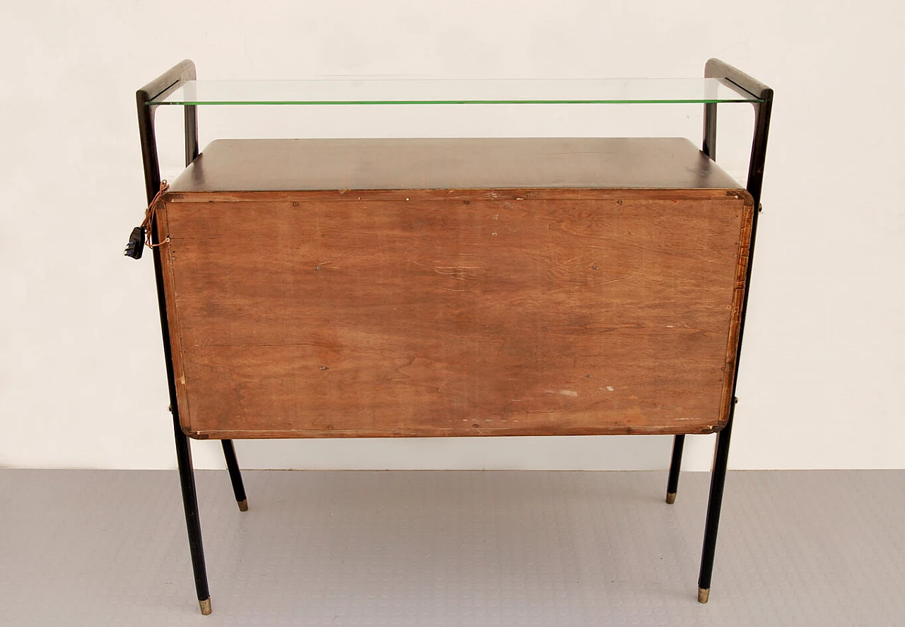 Wooden bar cabinet with glass top, 1950s 13
