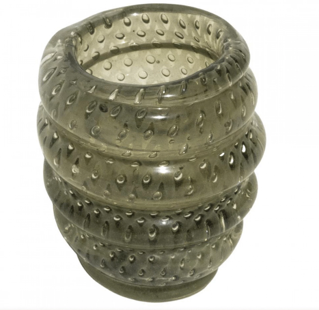 Vaso in vetro di Murano verde a forma di spirale, anni '60 1