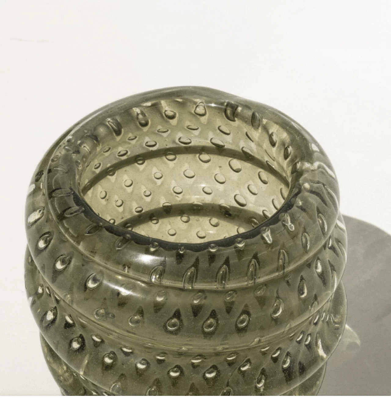 Vaso in vetro di Murano verde a forma di spirale, anni '60 4