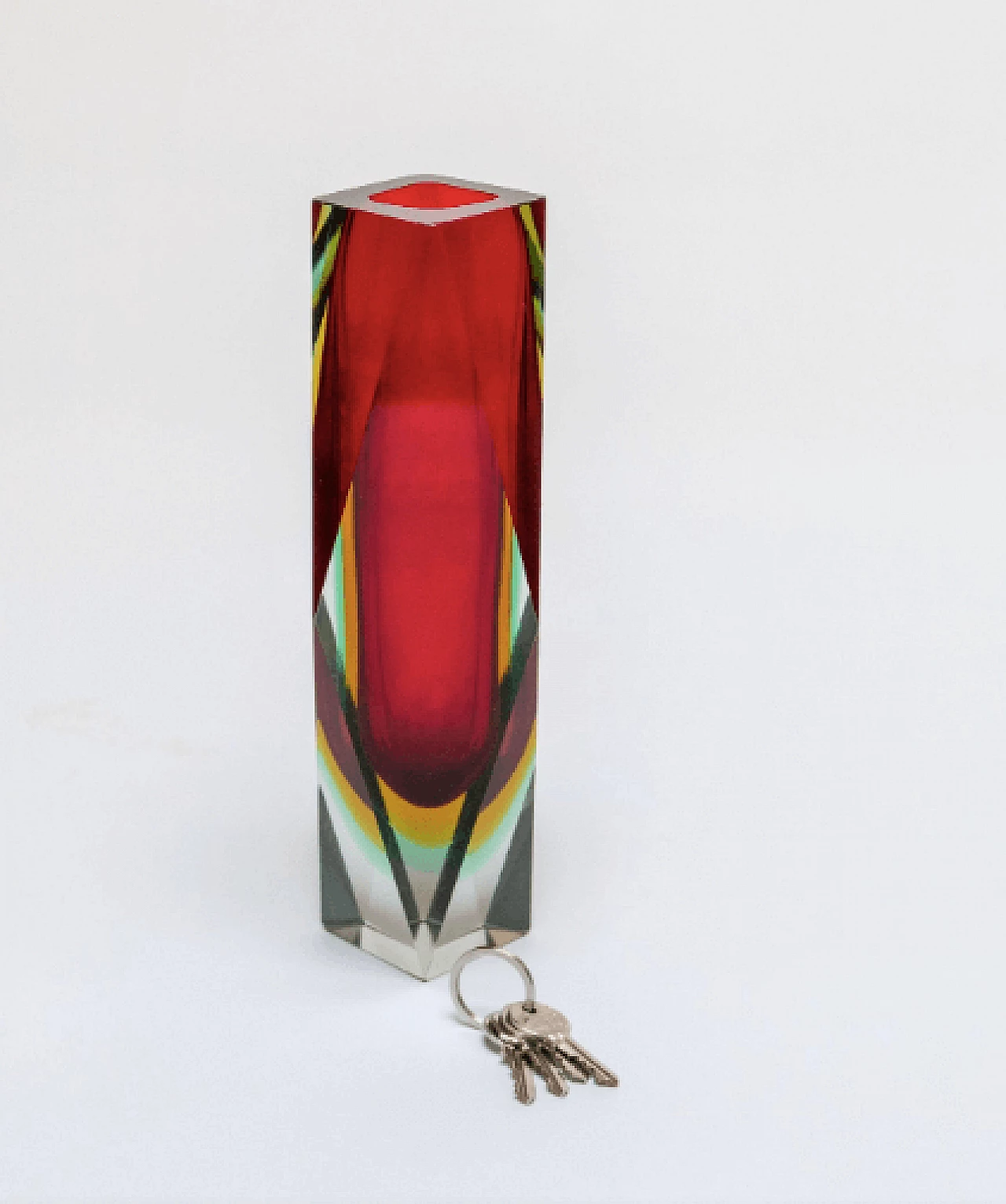 Vaso Sommerso in vetro di Murano rosso, anni '60 4