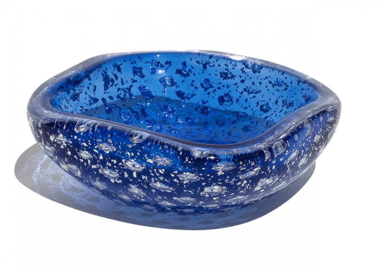 Bowl in blue Murano glass, 1960s 1
