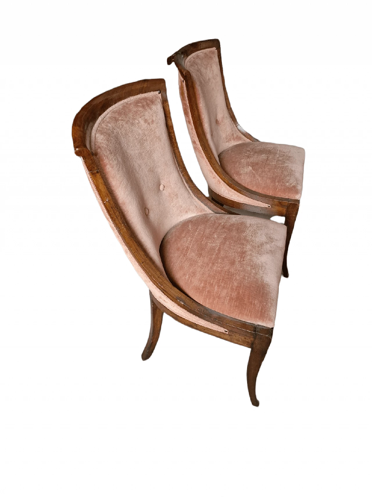 Pair of Empire style walnut chairs, 19th century 1