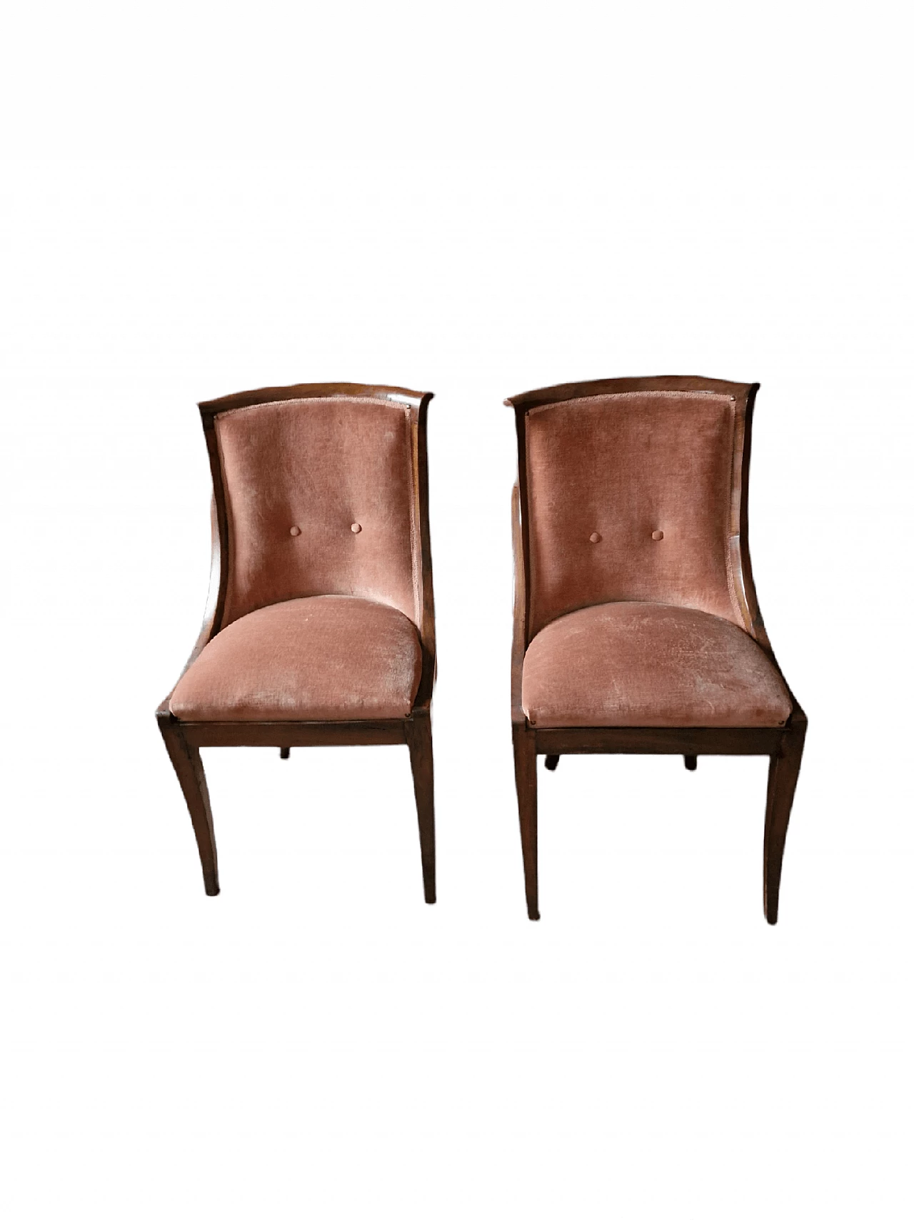 Pair of Empire style walnut chairs, 19th century 2