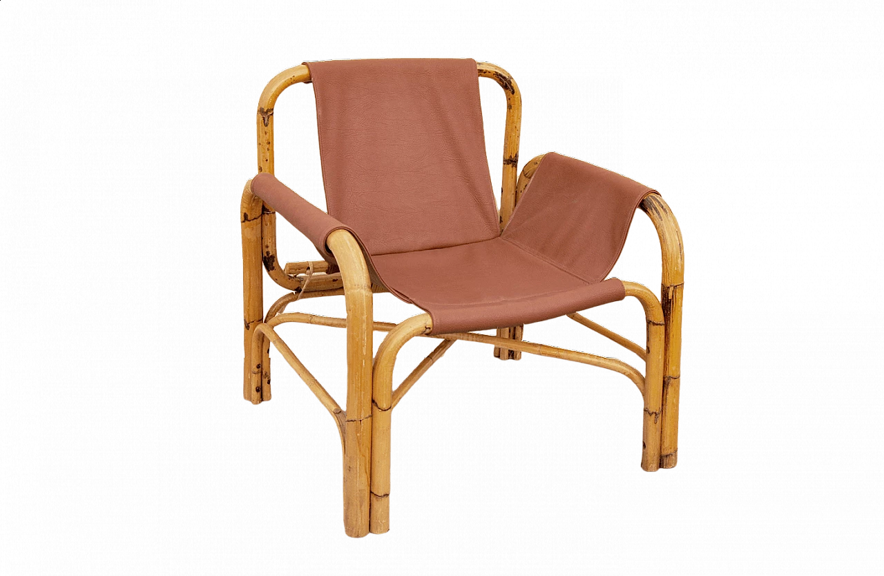 Bamboo armchair in the Bonacina style, 1960s 6