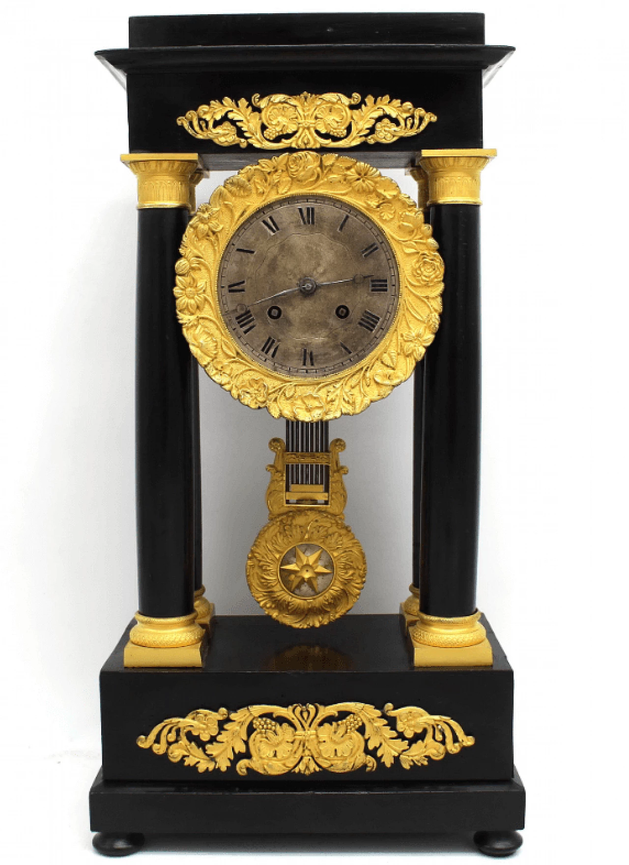 Orologio a pendolo stile Impero in legno ebanizzato, primo '800 10