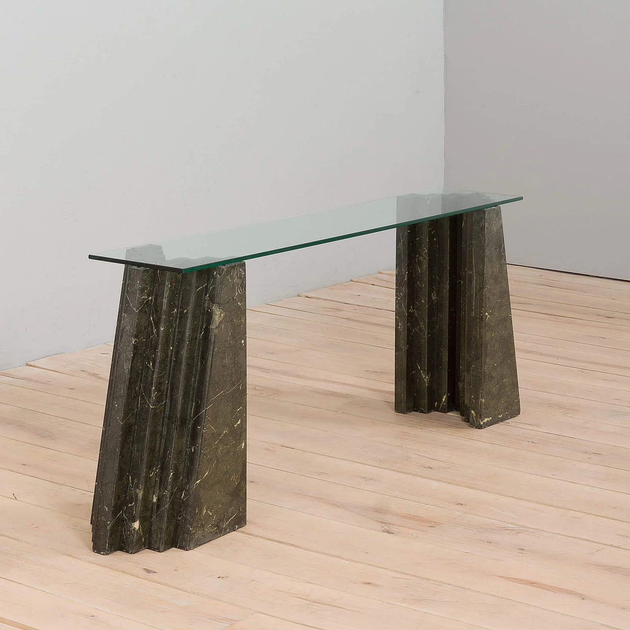 Marble and glass console table in the style of Carlo Scarpa by Cattelan, 1970s 1