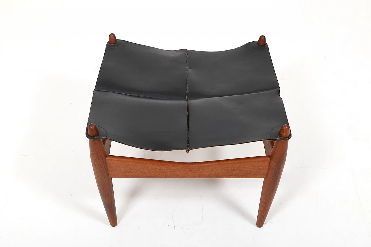 Teak and leather ottoman by Illum Wikkelsø, 1960s 2