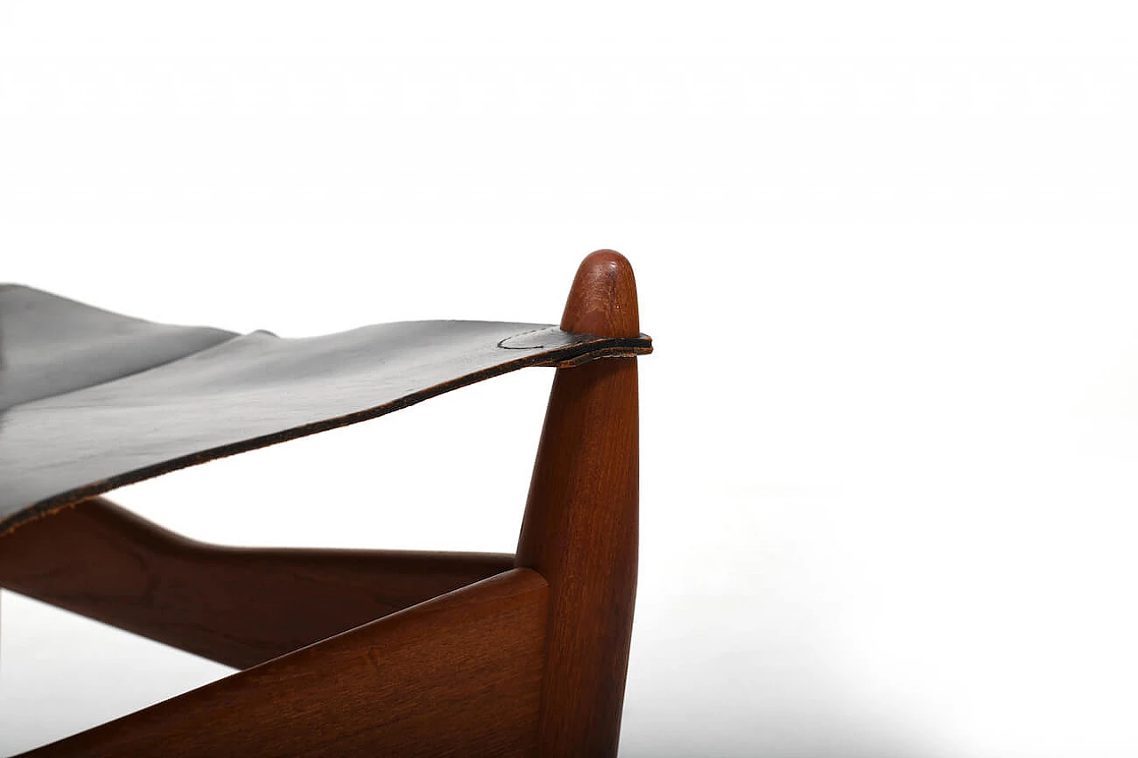 Ottomana in teak e pelle di Illum Wikkelsø, anni '60 4