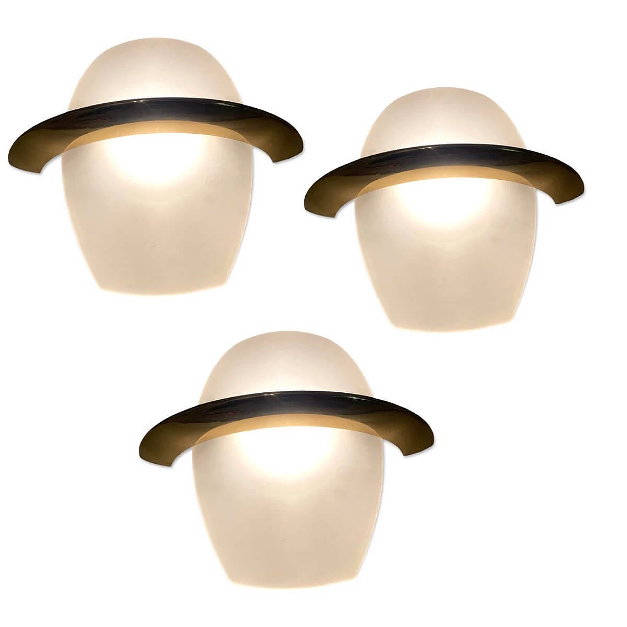 3 Satin-finished glass wall lights, 1980s 4