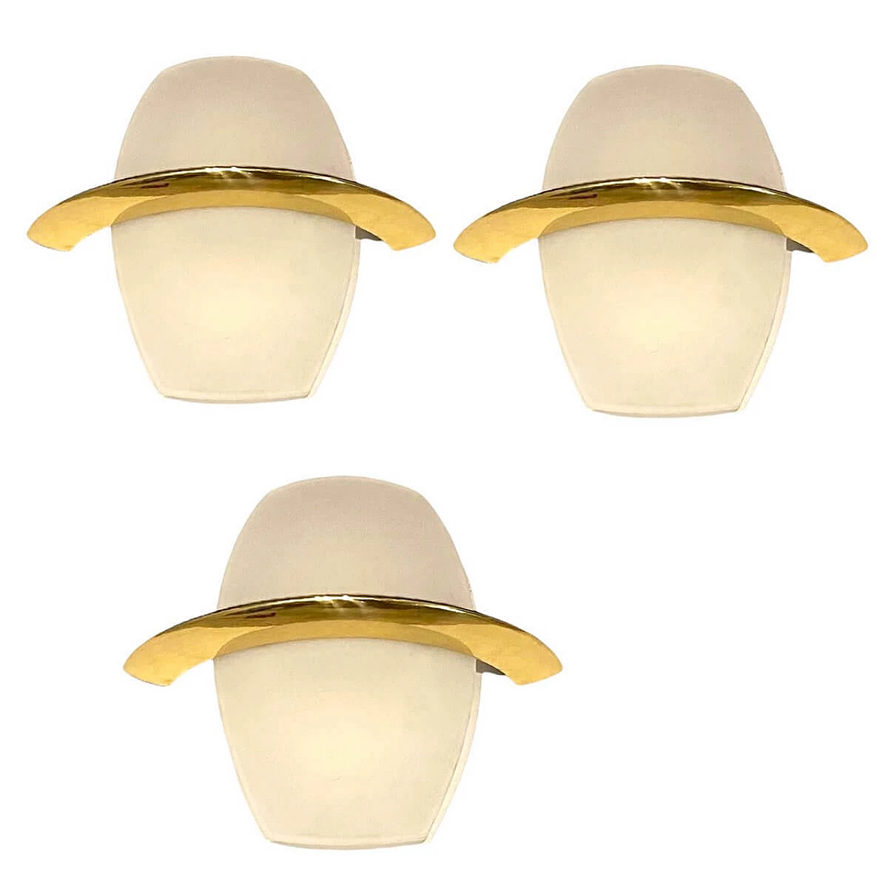 3 Satin-finished glass wall lights, 1980s 5