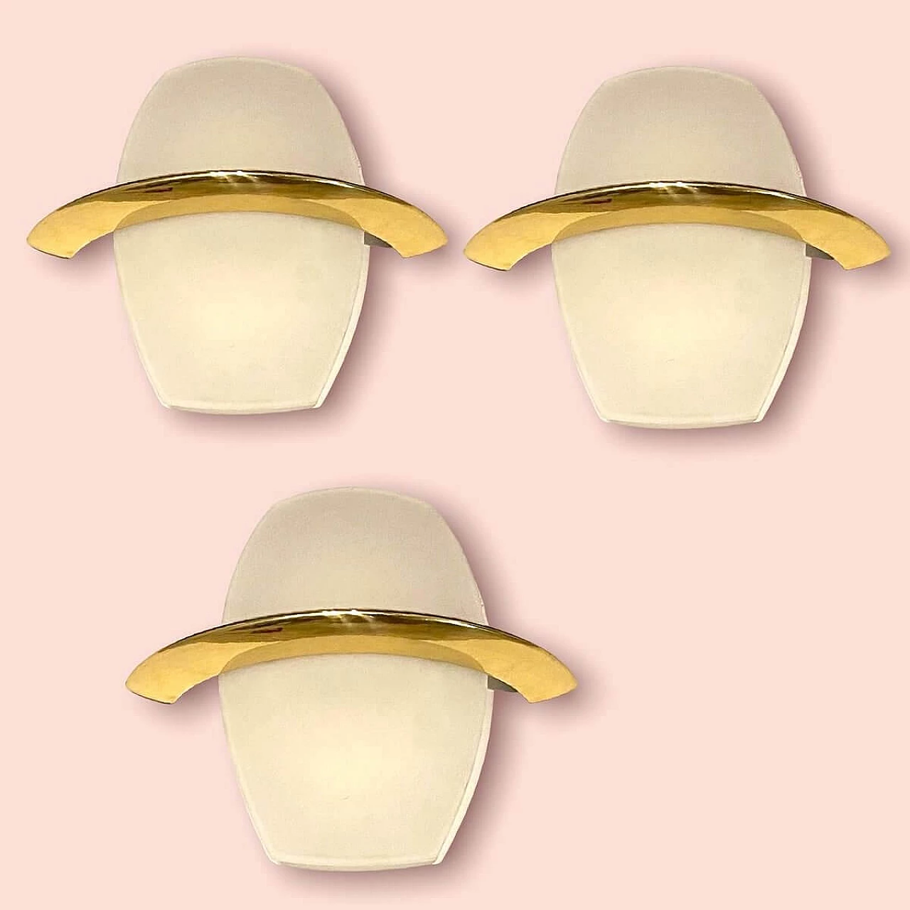 3 Satin-finished glass wall lights, 1980s 6