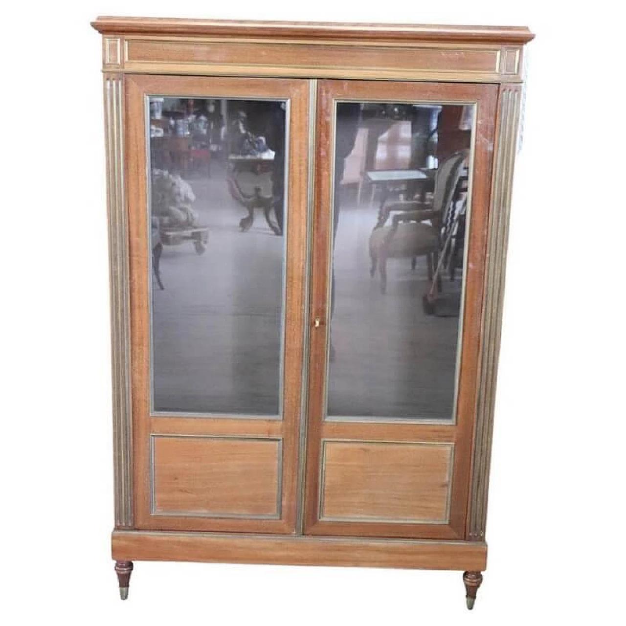 Mahogany display case with glass doors, early 20th century 1