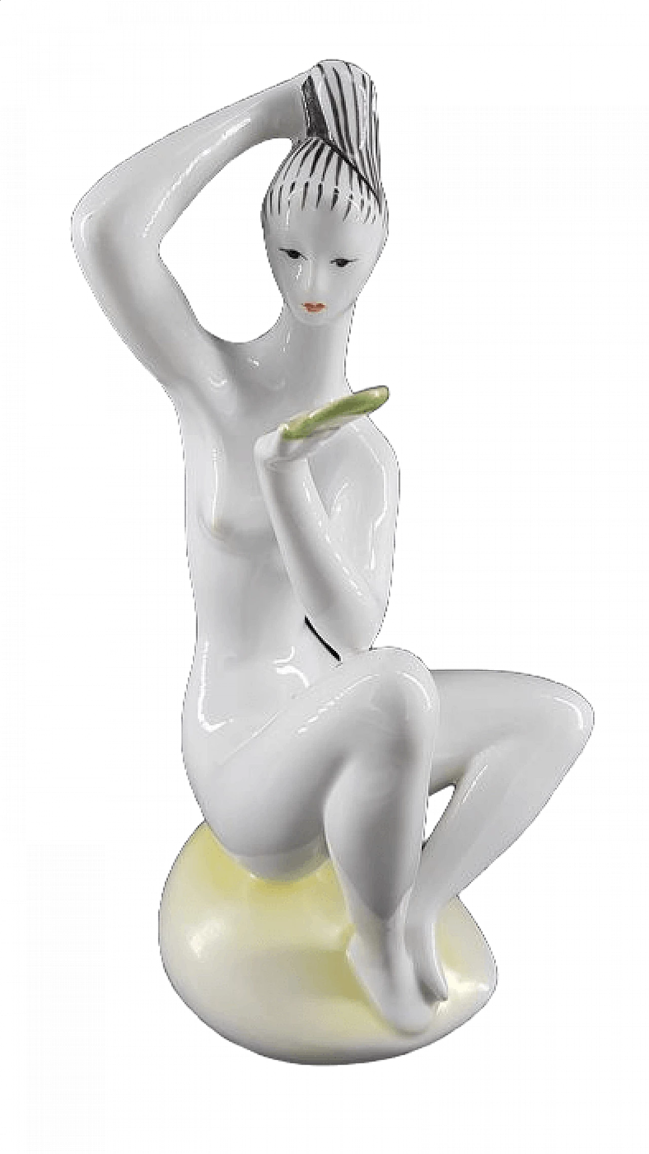 Virgin before the mirror, porcelain sculpture by János Török, 1950s 13