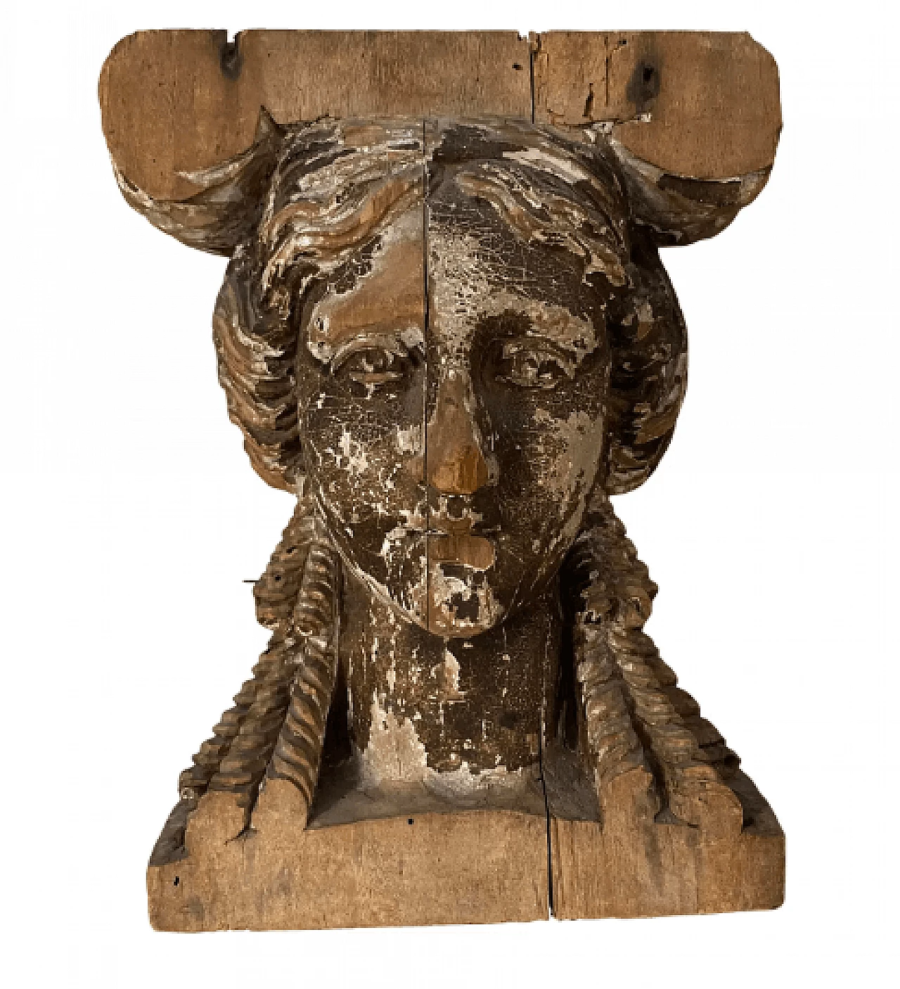 Empire hand-carved wood head of a woman, 1930s 1