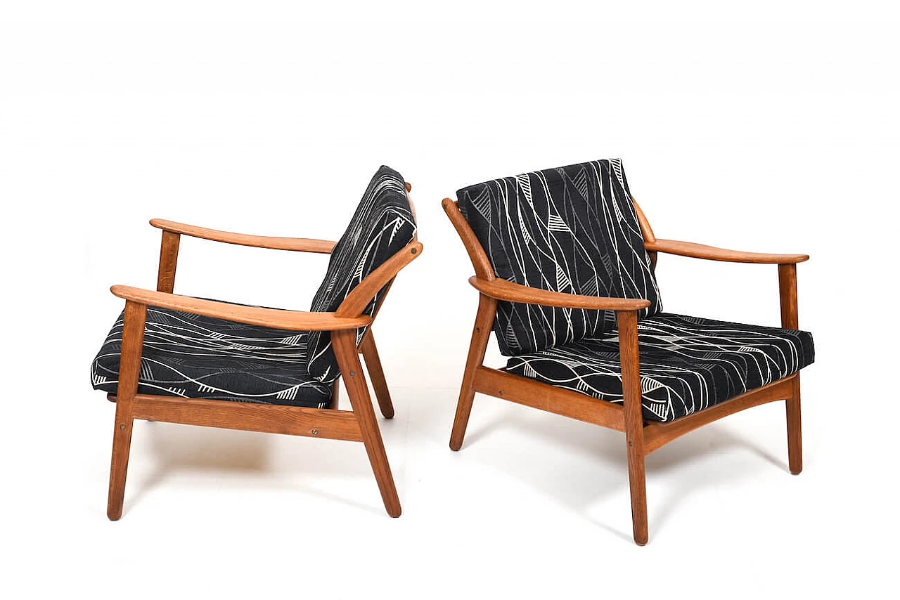 Pair of oak armchairs by Niels Koefoed, 1960s 2
