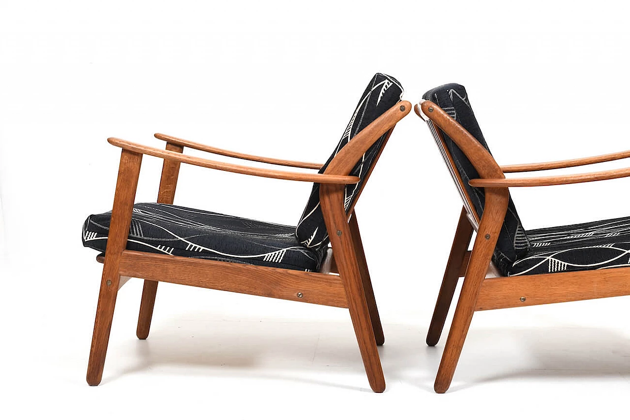 Pair of oak armchairs by Niels Koefoed, 1960s 3