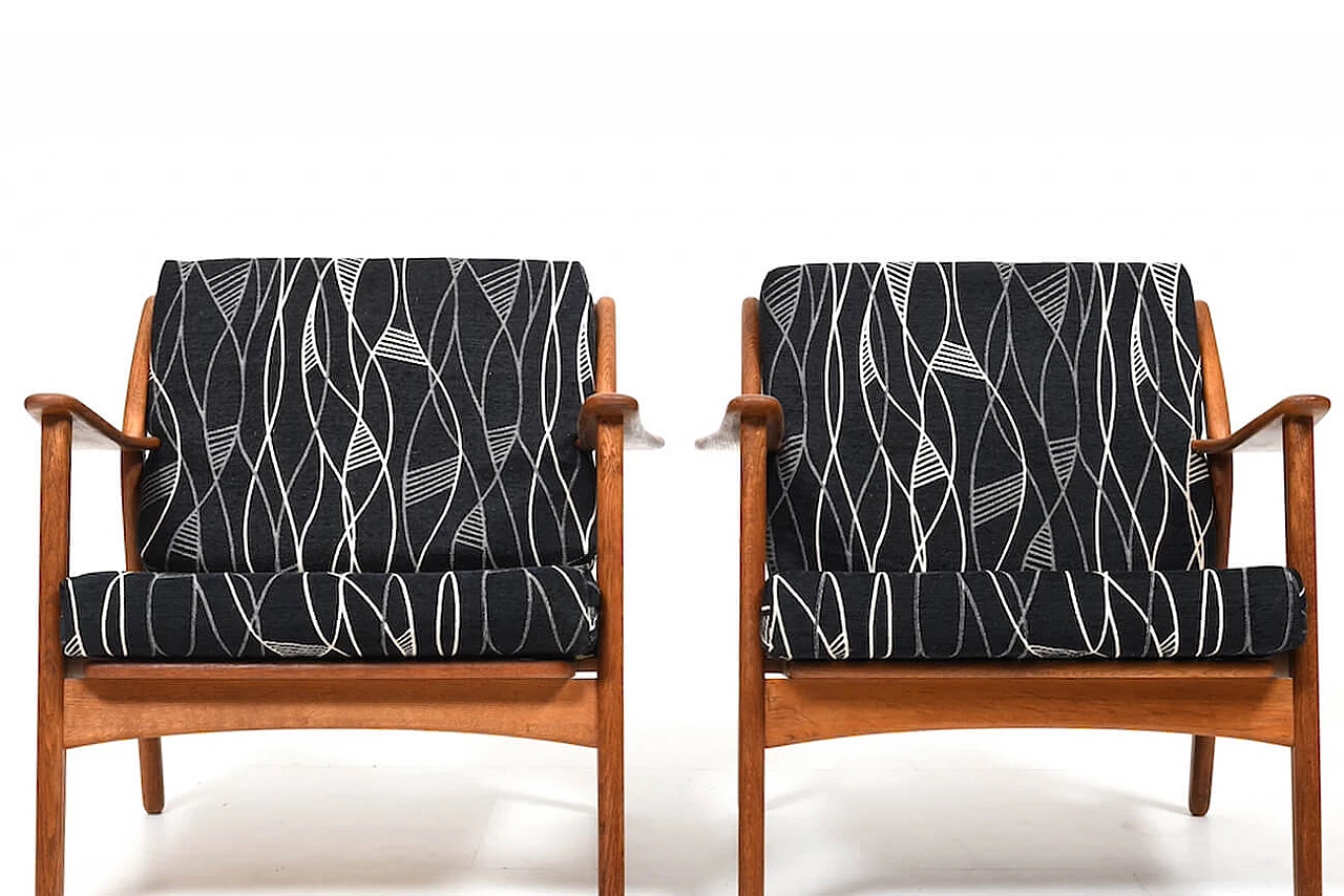 Pair of oak armchairs by Niels Koefoed, 1960s 5