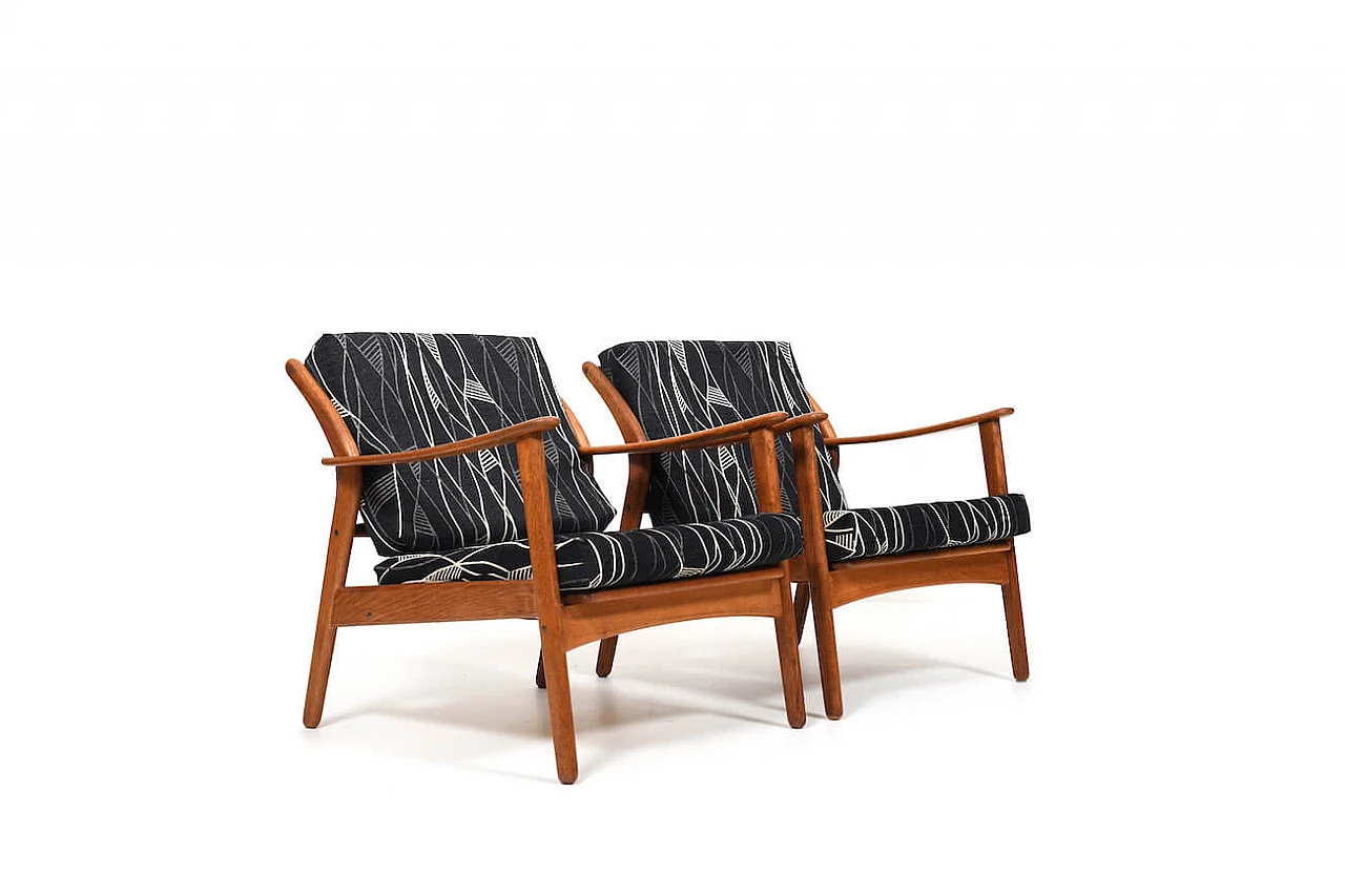Pair of oak armchairs by Niels Koefoed, 1960s 10