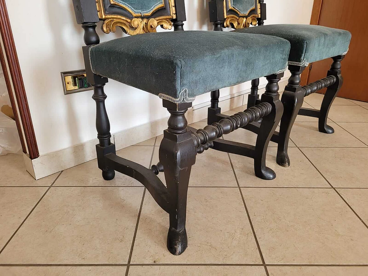 Coppia di troni in legno ebanizzato, '800 2