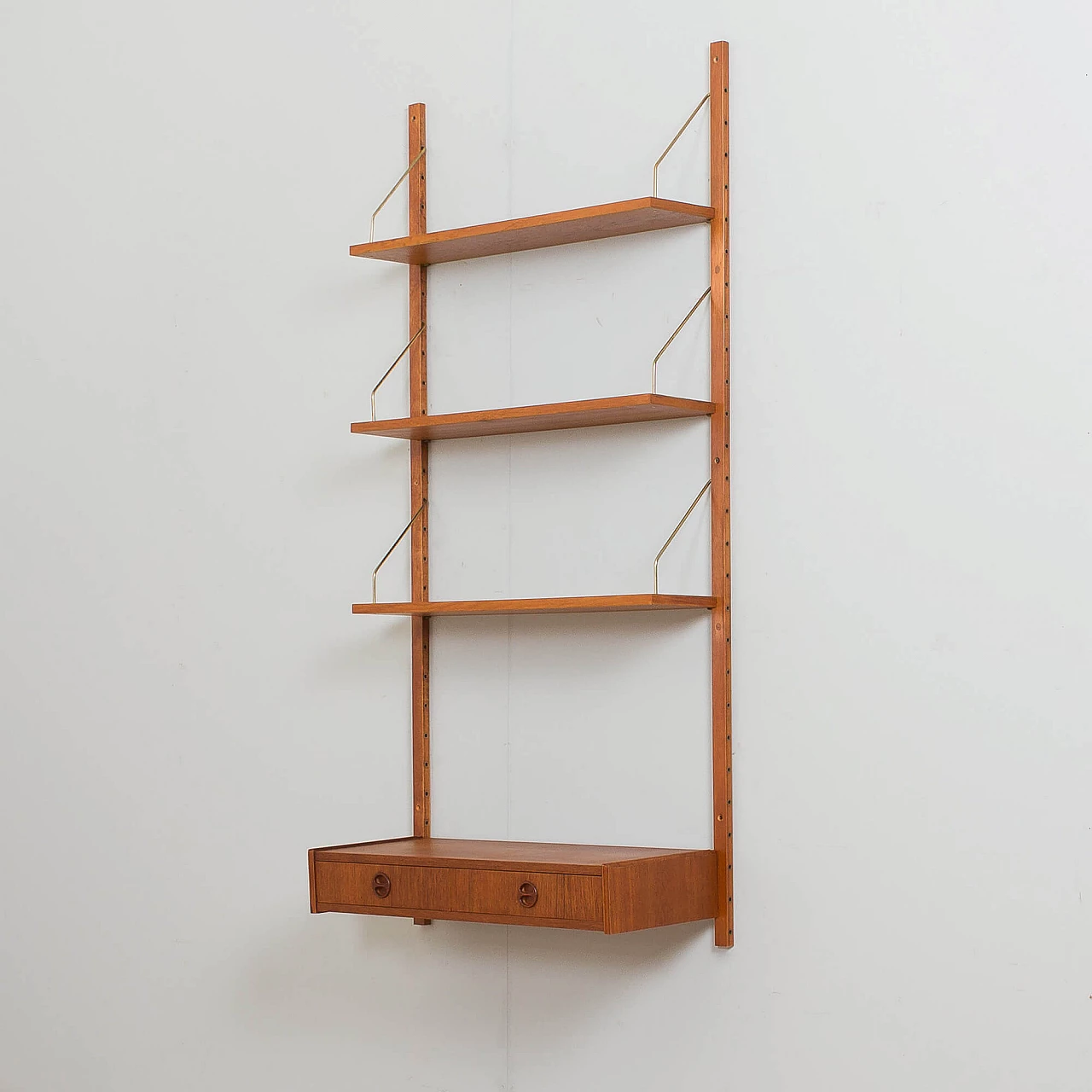 Danish teak wall cabinet with console and 3 shelves in Cadovius and Sorensen style, 1960s 6