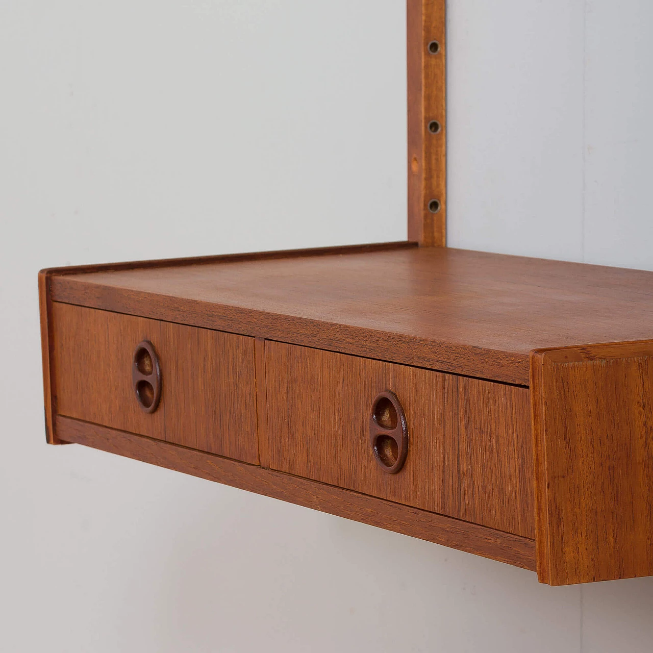 Danish teak wall cabinet with console and 3 shelves in Cadovius and Sorensen style, 1960s 10