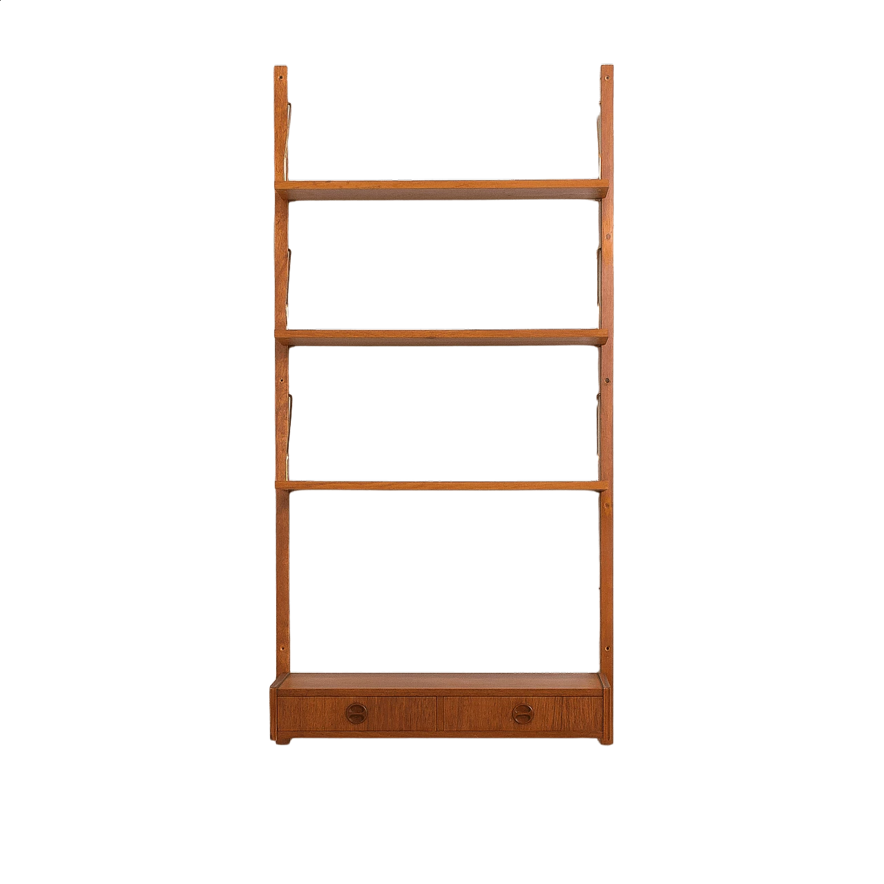 Danish teak wall cabinet with console and 3 shelves in Cadovius and Sorensen style, 1960s 14