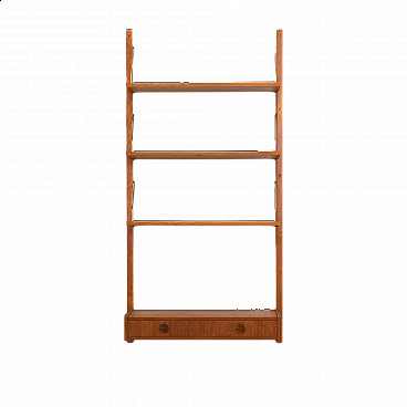 Danish teak wall cabinet with console and 3 shelves in Cadovius and Sorensen style, 1960s