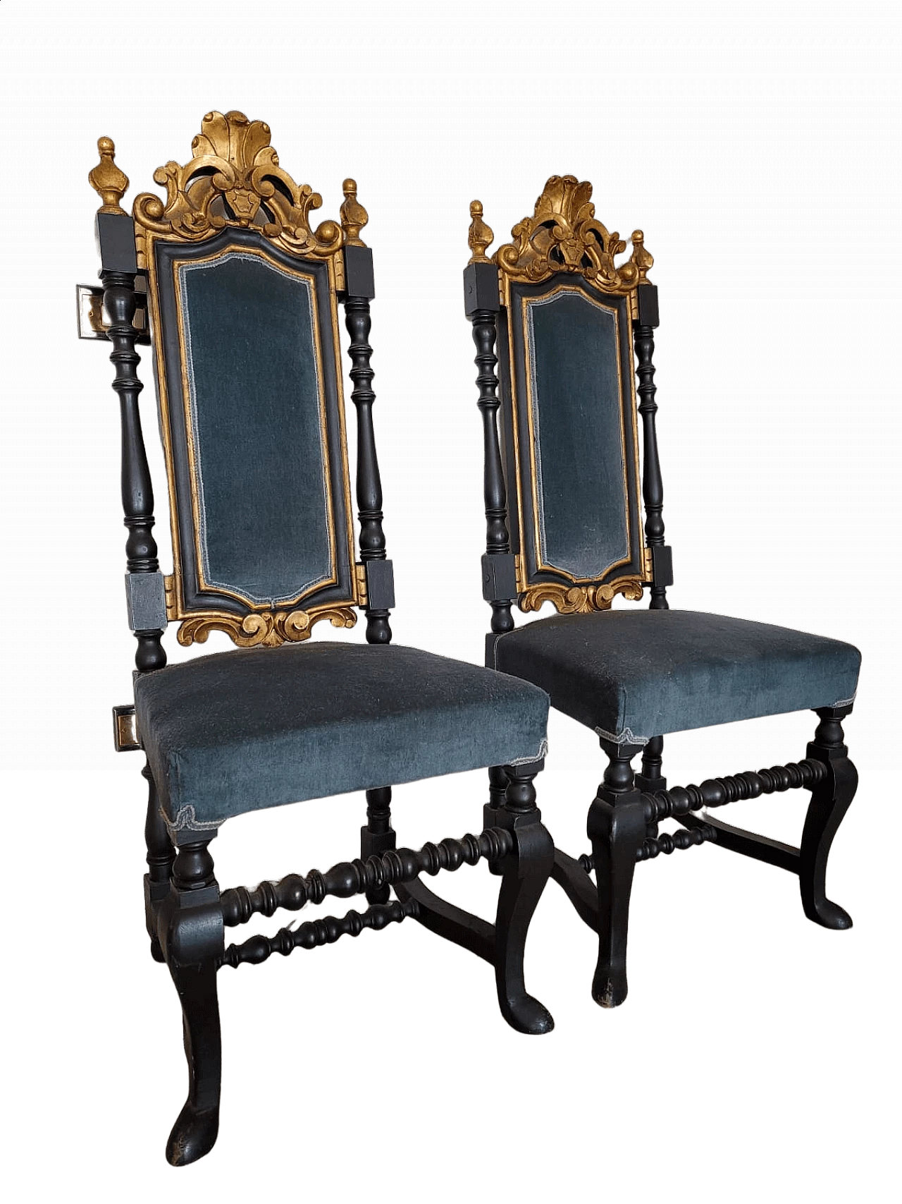 Coppia di troni in legno ebanizzato, '800 5