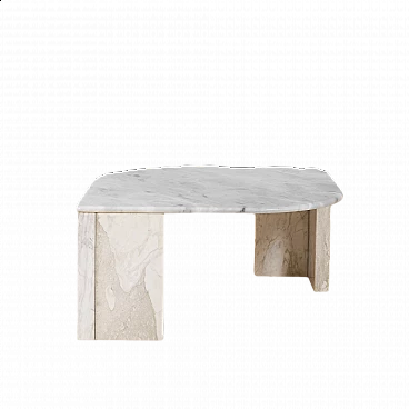 Tavolino da caffè in marmo di Carrara bianco con venature più scure, anni '80