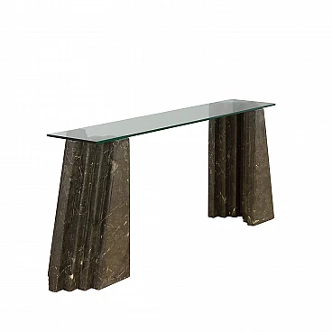 Marble and glass console table in the style of Carlo Scarpa by Cattelan, 1970s