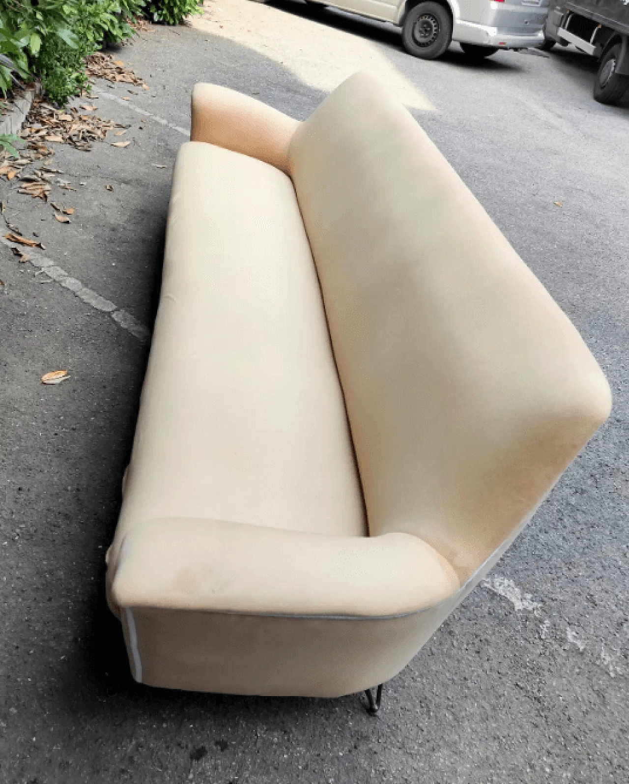 Grande divano beige di Ico Parisi, anni '50 5