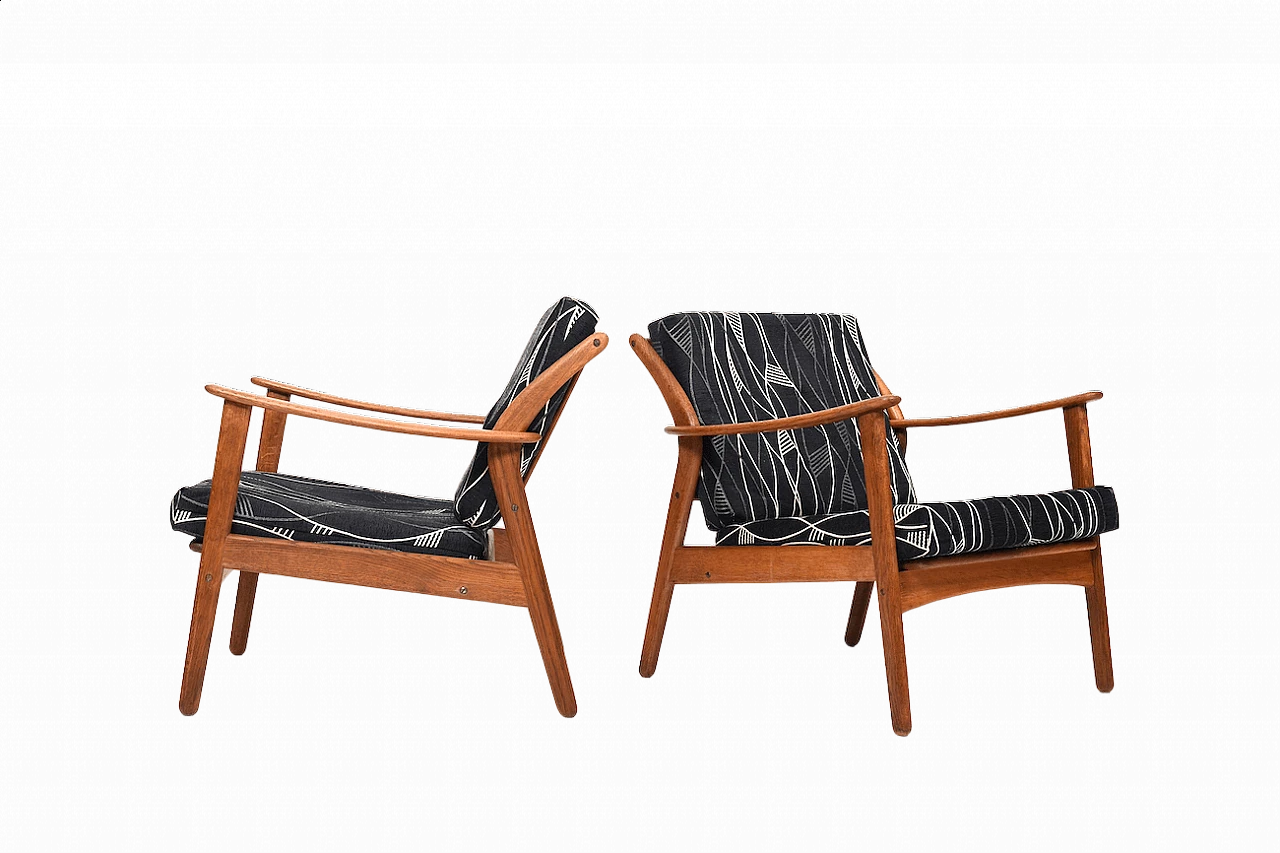 Pair of oak armchairs by Niels Koefoed, 1960s 15