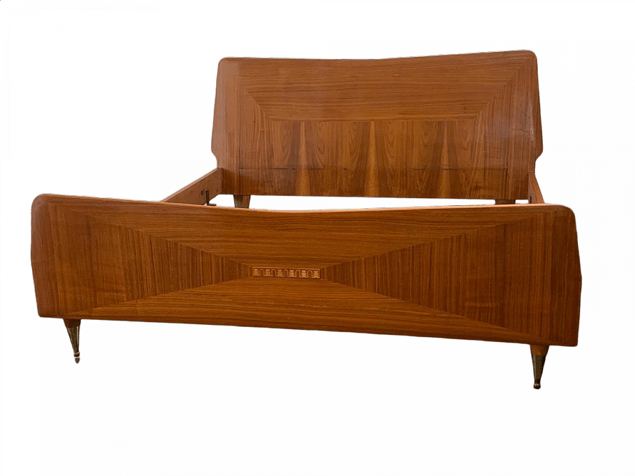 Letto in palissandro con puntali in ottone, anni '50 14