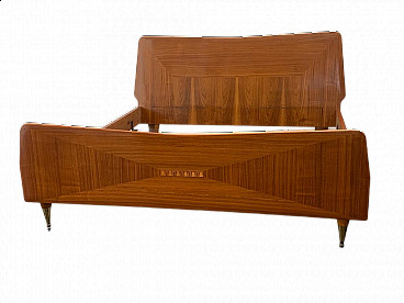 Rosewood bed with brass finials, 1950s