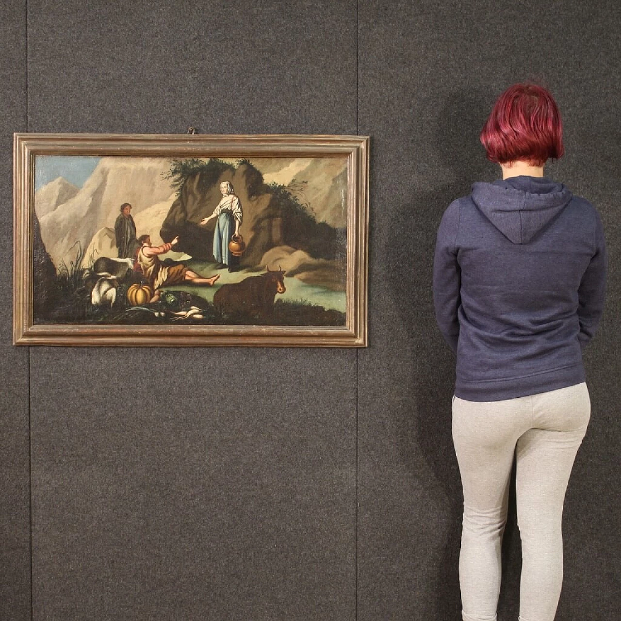 Oil on canvas depicting a pastoral scene with frame, 18th century 3