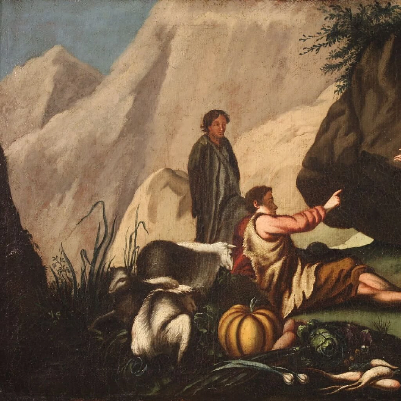 Oil on canvas depicting a pastoral scene with frame, 18th century 5