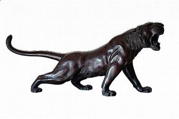 Japanese bronze panther sculpture, 19th century