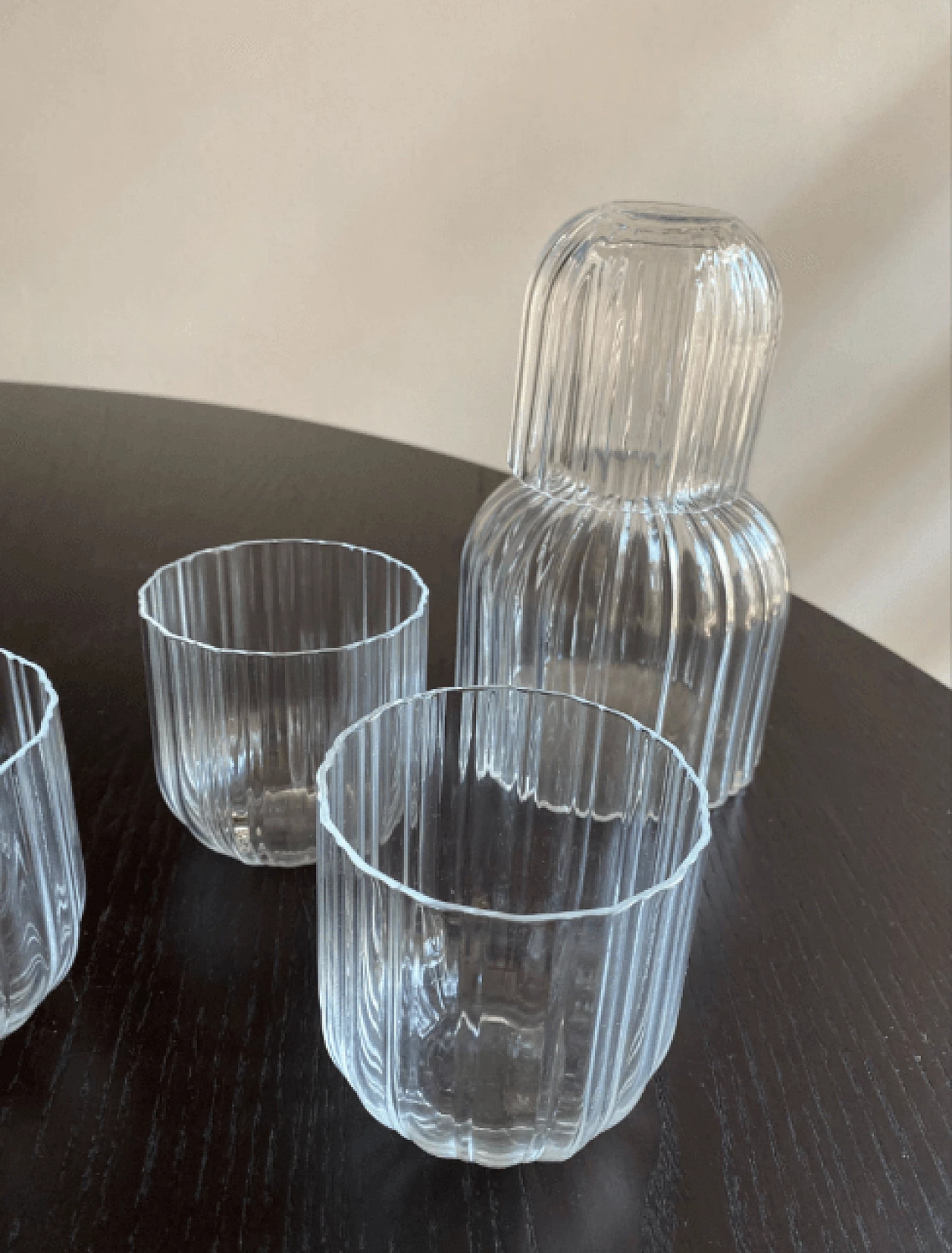 4 Ciga glasses and a jug  in glass by Lella and Massimo Vignelli, 2000s 1
