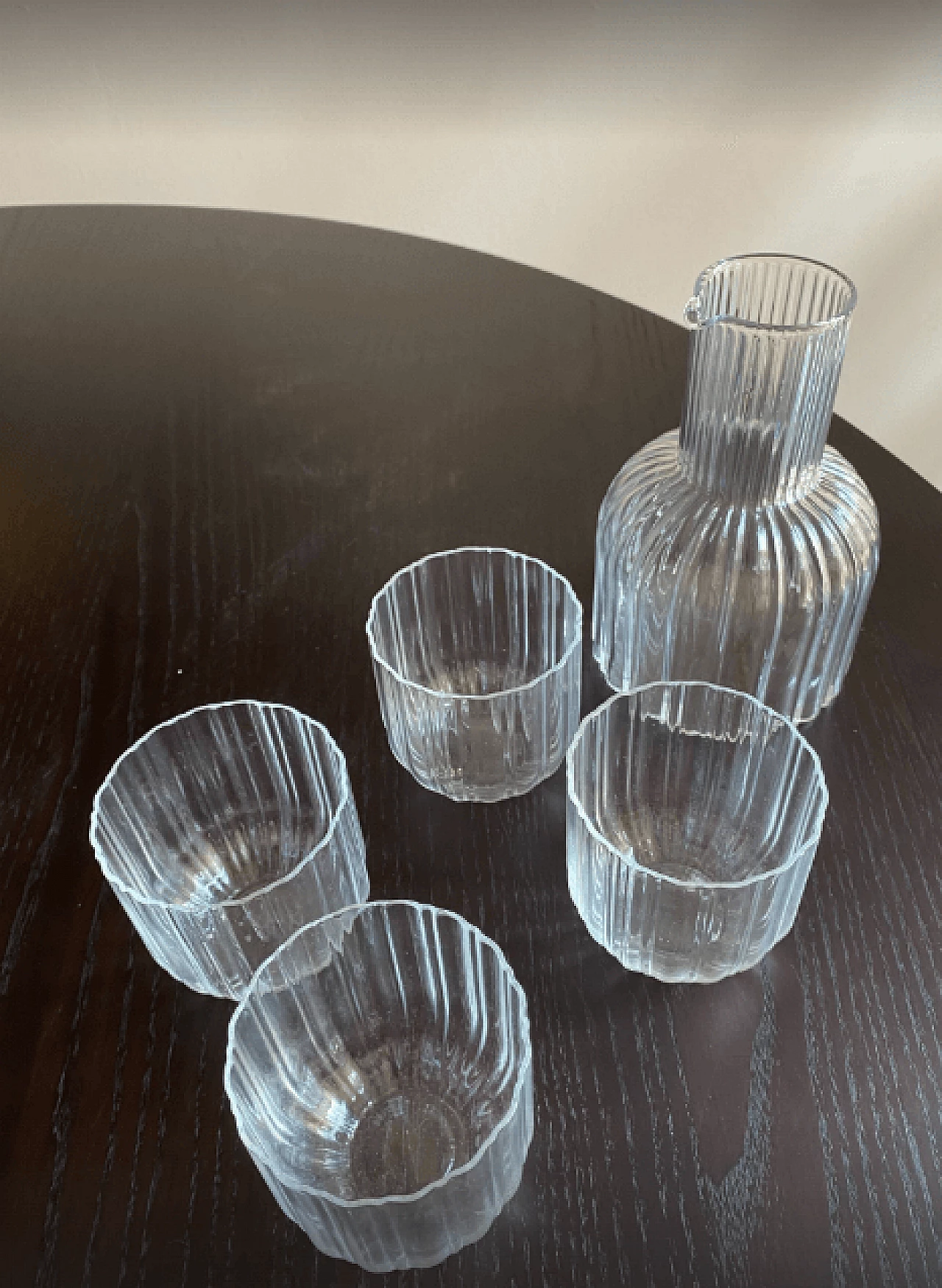 4 Ciga glasses and a jug  in glass by Lella and Massimo Vignelli, 2000s 2