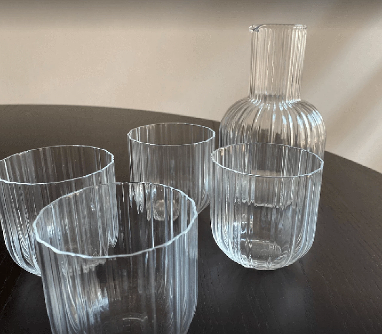 4 Ciga glasses and a jug  in glass by Lella and Massimo Vignelli, 2000s 4