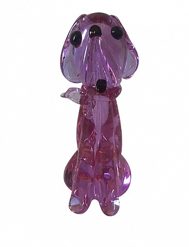 Purple dog, Murano glass pop art sculpture, 1990s