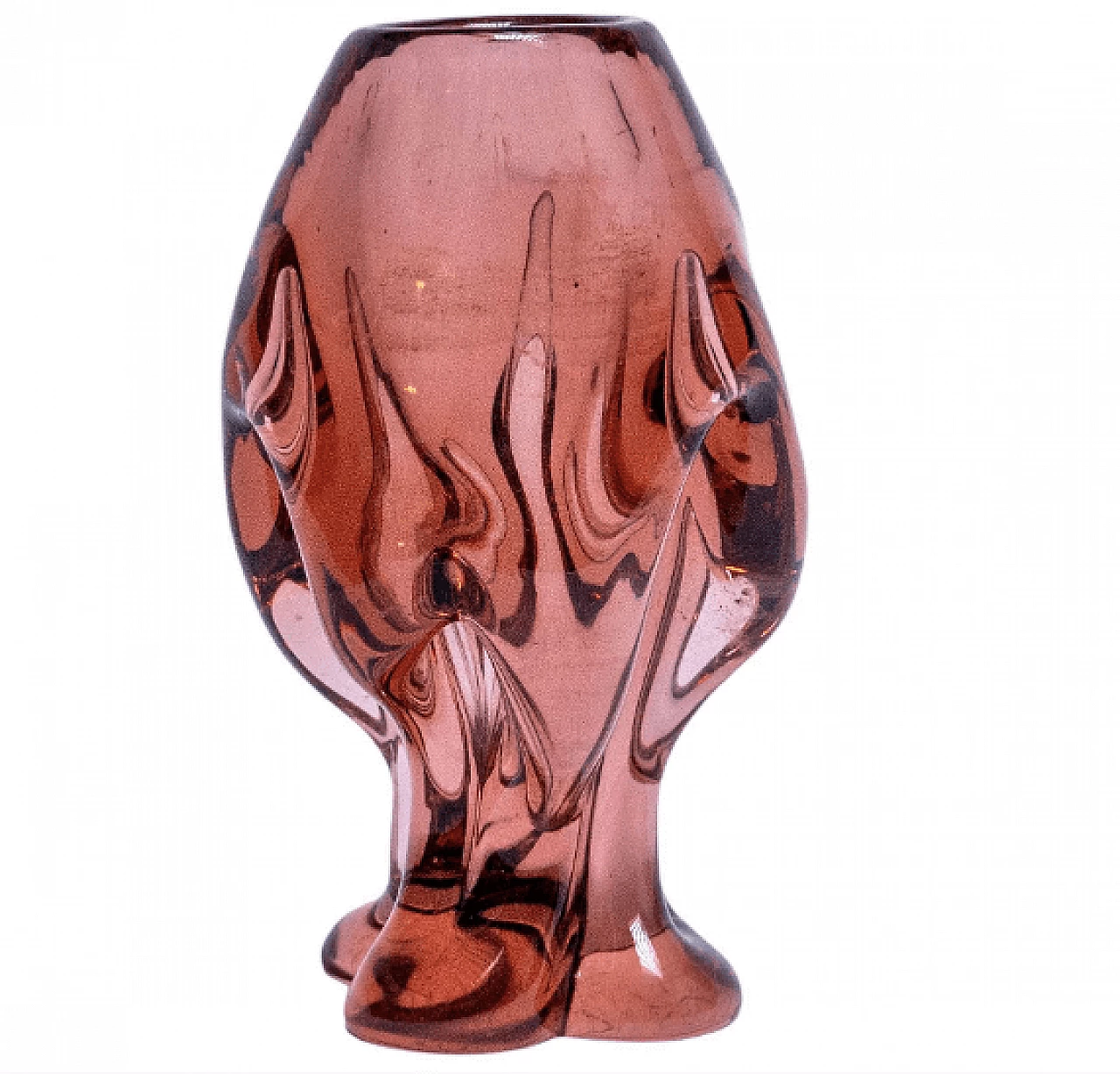 Vaso in vetro rosa di Murano, anni '60 1