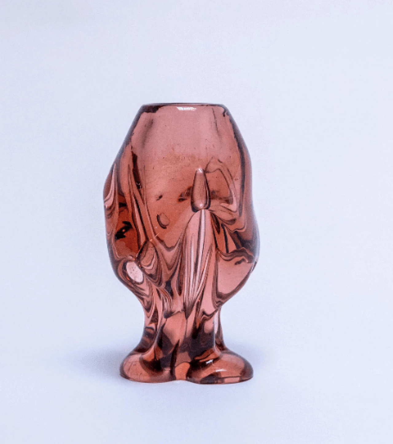 Vaso in vetro rosa di Murano, anni '60 2