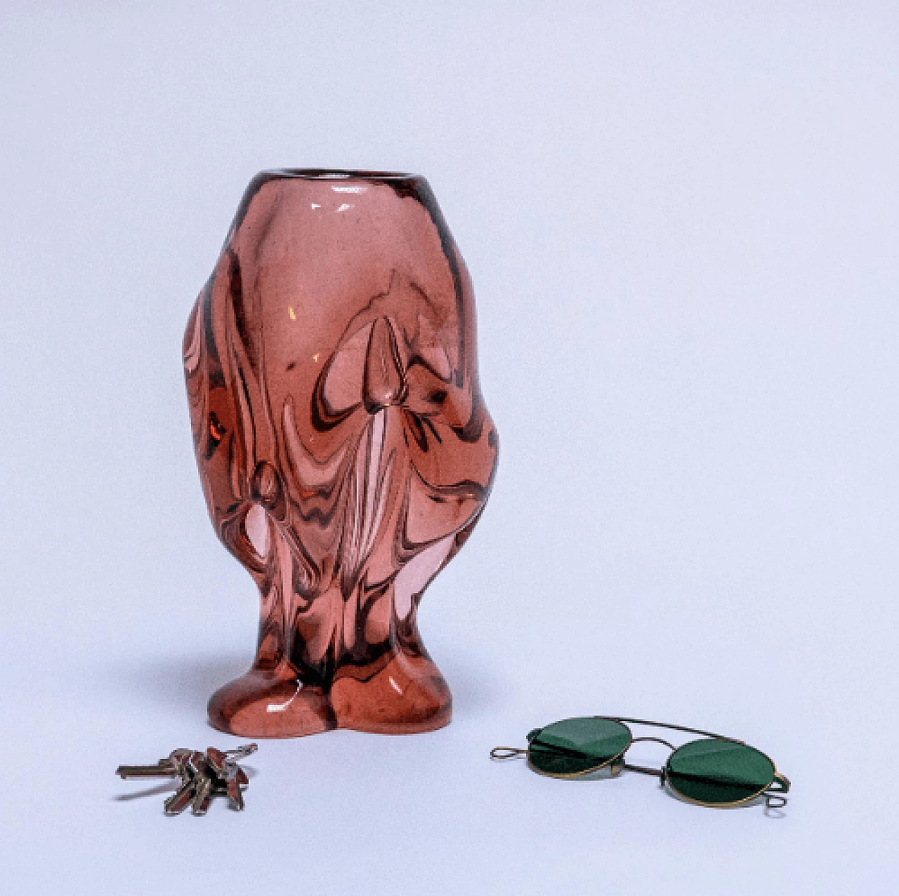 Vaso in vetro rosa di Murano, anni '60 6